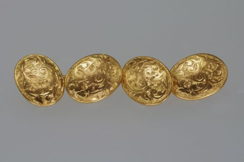 VICTORIAN 18CT GOLD CUFF LINKS HALLMARKED BIRMINGHAM 1871 ANTIQUE FOLIATE CUFFLINKS - ADDITIONAL PHOTO 2