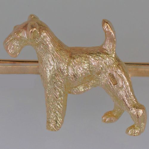 vintage 9ct gold airedale terrie dog brooch english hallmarked birmingham 1947 - CATEGORY: ANTIQUE JEWELLERY - DATED 1950