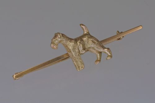 VINTAGE 9CT GOLD AIREDALE TERRIE DOG BROOCH ENGLISH HALLMARKED BIRMINGHAM 1947 - ADDITIONAL PHOTO 2