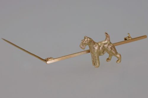 VINTAGE 9CT GOLD AIREDALE TERRIE DOG BROOCH ENGLISH HALLMARKED BIRMINGHAM 1947 - ADDITIONAL PHOTO 3