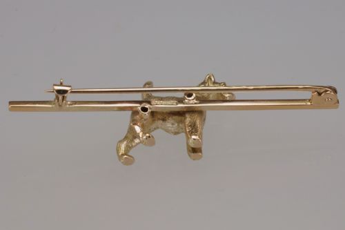 VINTAGE 9CT GOLD AIREDALE TERRIE DOG BROOCH ENGLISH HALLMARKED BIRMINGHAM 1947 - ADDITIONAL PHOTO 4