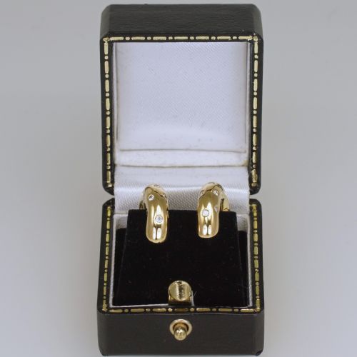 18CT GOLD 100CT DIAMOND 18CM HOOP VINTAGE ETOILE EARRINGS WITH HINGED SNAP CLOSURE POSTS FOR PIERCED EARS - ADDITIONAL PHOTO 5