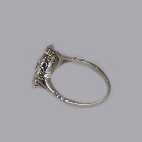 SAPPHIRE 150CT OLD CUT DIAMOND PLATINUM EDWARDIAN RING ANTIQUE ENGLISH CLUSTER RING - ADDITIONAL PHOTO 17