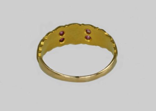 VICTORIAN 15CT GOLD RUBY OLD CUT DIAMOND ANTIQUE ETRUSCAN REVIVAL ENGLISH RING - ADDITIONAL PHOTO 5