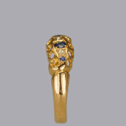 ANTIQUE 18CT GOLD SAPPHIRE ROSE CUT DIAMOND RING HALLMARKED BIRMINGHAM 1911 - ADDITIONAL PHOTO 11