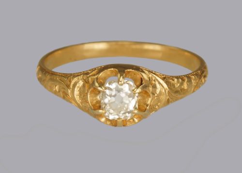 antique 18ct gold 040ct old cut diamond solitaire victorian ring with certificate - CATEGORY: ANTIQUE JEWELLERY - DATED VICTORIAN