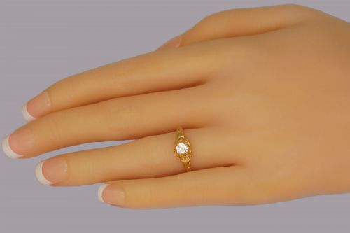 ANTIQUE 18CT GOLD 040CT OLD CUT DIAMOND SOLITAIRE VICTORIAN RING WITH CERTIFICATE - ADDITIONAL PHOTO 2