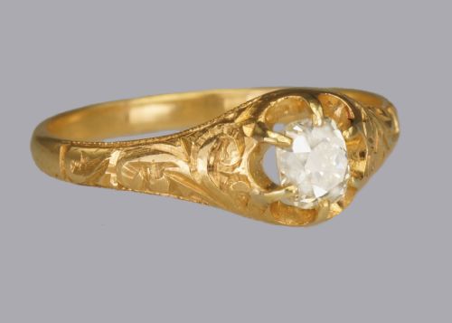 ANTIQUE 18CT GOLD 040CT OLD CUT DIAMOND SOLITAIRE VICTORIAN RING WITH CERTIFICATE - ADDITIONAL PHOTO 3