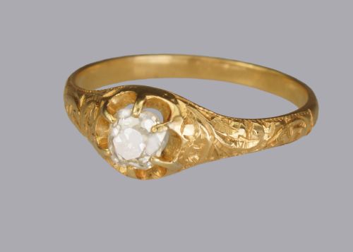 ANTIQUE 18CT GOLD 040CT OLD CUT DIAMOND SOLITAIRE VICTORIAN RING WITH CERTIFICATE - ADDITIONAL PHOTO 4