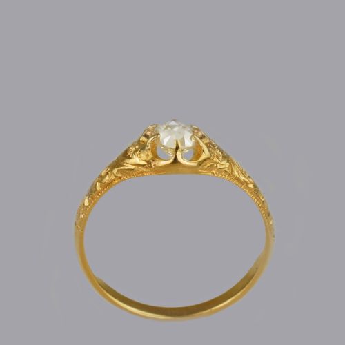 ANTIQUE 18CT GOLD 040CT OLD CUT DIAMOND SOLITAIRE VICTORIAN RING WITH CERTIFICATE - ADDITIONAL PHOTO 6