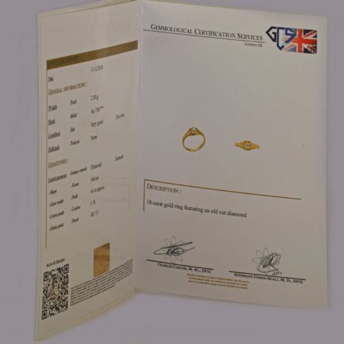 ANTIQUE 18CT GOLD 040CT OLD CUT DIAMOND SOLITAIRE VICTORIAN RING WITH CERTIFICATE - ADDITIONAL PHOTO 10