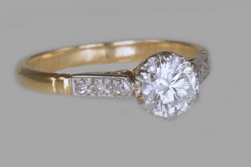 VINTAGE 065CT DIAMOND SOLITAIRE 18CT GOLD SINGLE STONE 1920'S ENGAGEMET RING - ADDITIONAL PHOTO 2