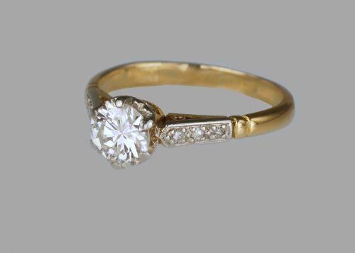 VINTAGE 065CT DIAMOND SOLITAIRE 18CT GOLD SINGLE STONE 1920'S ENGAGEMET RING - ADDITIONAL PHOTO 3