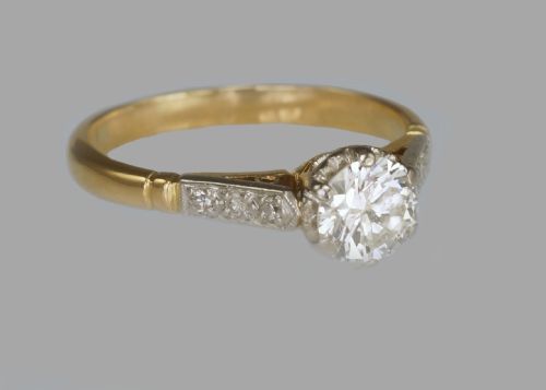VINTAGE 065CT DIAMOND SOLITAIRE 18CT GOLD SINGLE STONE 1920'S ENGAGEMET RING - ADDITIONAL PHOTO 4