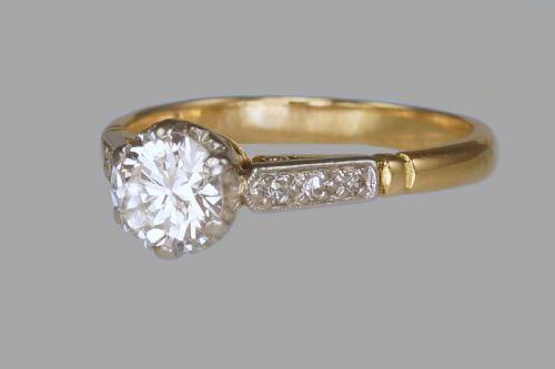 VINTAGE 065CT DIAMOND SOLITAIRE 18CT GOLD SINGLE STONE 1920'S ENGAGEMET RING - ADDITIONAL PHOTO 5