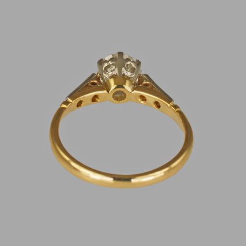 VINTAGE 065CT DIAMOND SOLITAIRE 18CT GOLD SINGLE STONE 1920'S ENGAGEMET RING - ADDITIONAL PHOTO 8