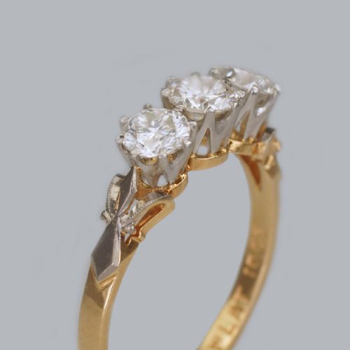 ANTIQUE 100CT DIAMOND 18CT GOLD EDWARDIAN TRILOGY ENGAGEMET RING VINTAGE CA1910 - ADDITIONAL PHOTO 4