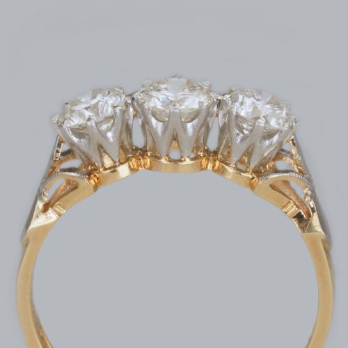 ANTIQUE 100CT DIAMOND 18CT GOLD EDWARDIAN TRILOGY ENGAGEMET RING VINTAGE CA1910 - ADDITIONAL PHOTO 5