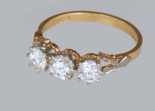 ANTIQUE 100CT DIAMOND 18CT GOLD EDWARDIAN TRILOGY ENGAGEMET RING VINTAGE CA1910 - ADDITIONAL PHOTO 10