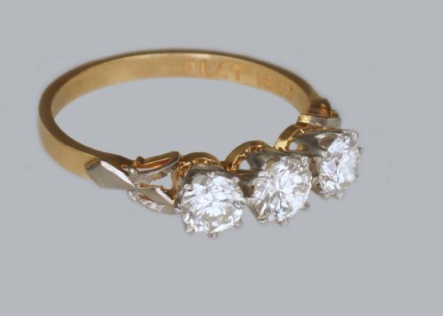 ANTIQUE 100CT DIAMOND 18CT GOLD EDWARDIAN TRILOGY ENGAGEMET RING VINTAGE CA1910 - ADDITIONAL PHOTO 11