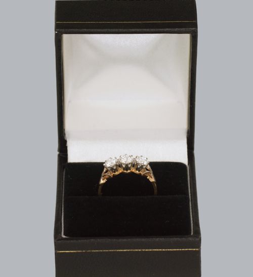 ANTIQUE 100CT DIAMOND 18CT GOLD EDWARDIAN TRILOGY ENGAGEMET RING VINTAGE CA1910 - ADDITIONAL PHOTO 15