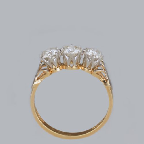 ANTIQUE 100CT DIAMOND 18CT GOLD EDWARDIAN TRILOGY ENGAGEMET RING VINTAGE CA1910 - ADDITIONAL PHOTO 16