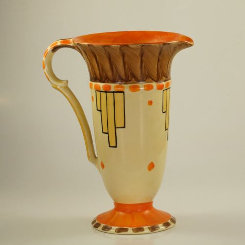 fig 1. Myott Son & Co Art Deco Trumpet Jug Rare Hand Painted Vase