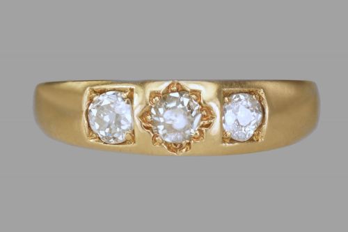 victorian 18ct gold 060ct old cut diamond gypsy trilogy ring antique hallmarked london 1896 - CATEGORY: ANTIQUE JEWELLERY - DATED VICTORIAN