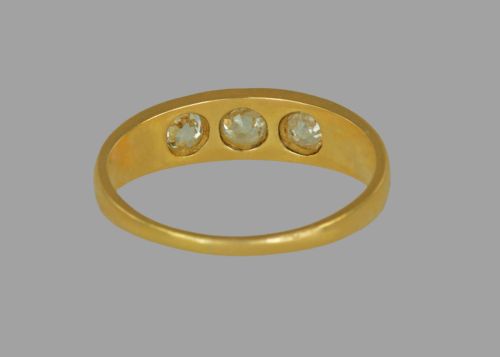 VICTORIAN 18CT GOLD 060CT OLD CUT DIAMOND GYPSY TRILOGY RING ANTIQUE HALLMARKED LONDON 1896 - ADDITIONAL PHOTO 7