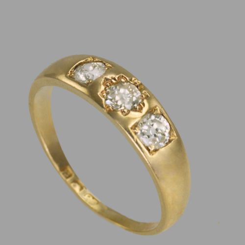 VICTORIAN 18CT GOLD 060CT OLD CUT DIAMOND GYPSY TRILOGY RING ANTIQUE HALLMARKED LONDON 1896 - ADDITIONAL PHOTO 8