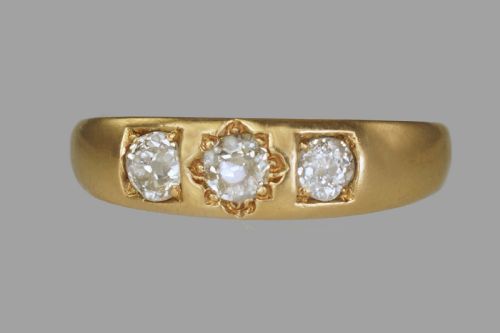 VICTORIAN 18CT GOLD 060CT OLD CUT DIAMOND GYPSY TRILOGY RING ANTIQUE HALLMARKED LONDON 1896 - ADDITIONAL PHOTO 11