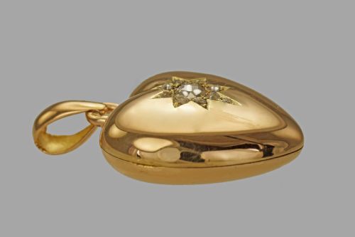 VICTORIAN 15CT GOLD ROSE CUT DIAMOND HEART LOCKET ANTIQUE PHOTO PENDANT CA 1890 - ADDITIONAL PHOTO 5
