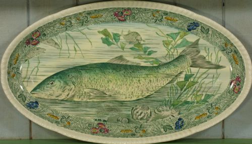 VINTAGE COPELAND SPODE PLATTER 6 PLATES ANTIQUE ENGLISH 1930'S FISH PATTERN - ADDITIONAL PHOTO 4
