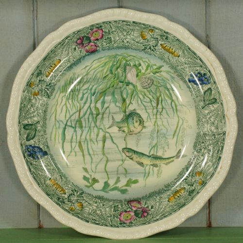 VINTAGE COPELAND SPODE PLATTER 6 PLATES ANTIQUE ENGLISH 1930'S FISH PATTERN - ADDITIONAL PHOTO 6