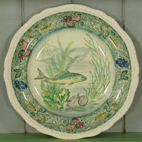 VINTAGE COPELAND SPODE PLATTER 6 PLATES ANTIQUE ENGLISH 1930'S FISH PATTERN - ADDITIONAL PHOTO 8