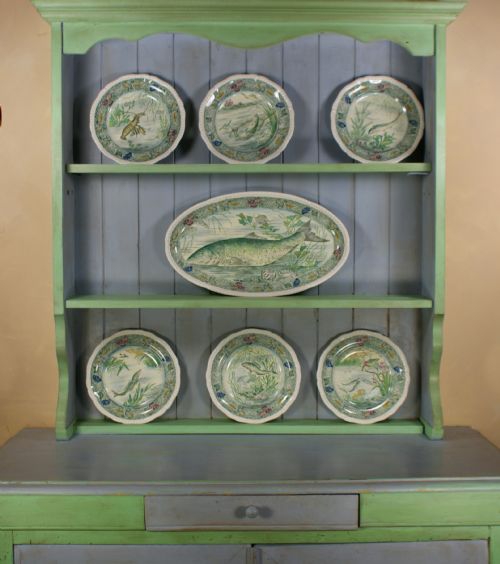 VINTAGE COPELAND SPODE PLATTER 6 PLATES ANTIQUE ENGLISH 1930'S FISH PATTERN - ADDITIONAL PHOTO 10