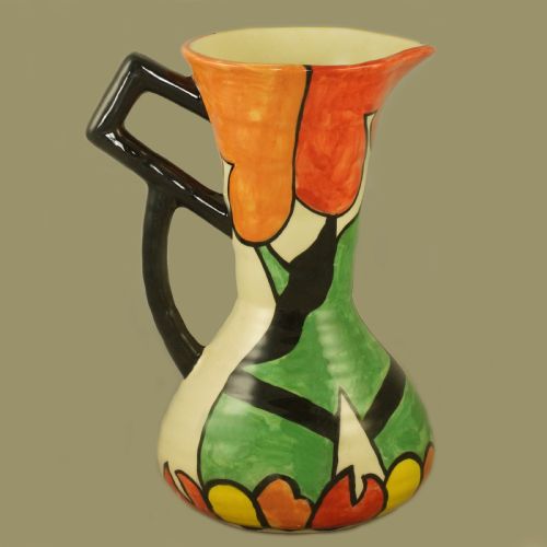 fig 2. Dorothy Ann Crown Devon Tiger Trees Jug Hand Painted Vintage Rare Art Deco Vase