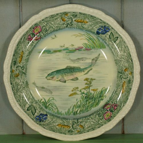COPELAND SPODE ANTIQUE PLATTER 6 PLATES FISH PATTERN SET VINTAGE ENGLISH 1930 - ADDITIONAL PHOTO 7