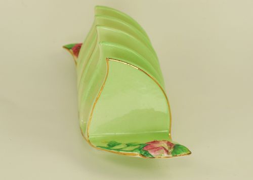 ROYAL WINTON GRIMWADES GREEN ROSEBUD TOAST RACK 4 SLICE RARE VINTAGE TOAST RACK - ADDITIONAL PHOTO 3
