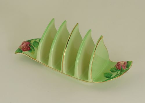 ROYAL WINTON GRIMWADES GREEN ROSEBUD TOAST RACK 4 SLICE RARE VINTAGE TOAST RACK - ADDITIONAL PHOTO 10