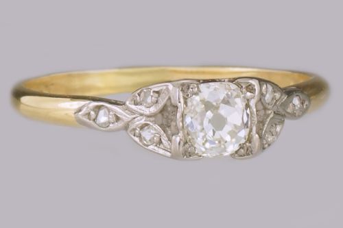 ANTIQUE OLD CUT DIAMOND 18CT GOLD PLAT SOLITAIRE EDWARDIAN ENGAGEMENT RING - ADDITIONAL PHOTO 1