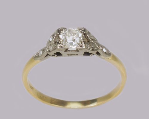 ANTIQUE OLD CUT DIAMOND 18CT GOLD PLAT SOLITAIRE EDWARDIAN ENGAGEMENT RING - ADDITIONAL PHOTO 2