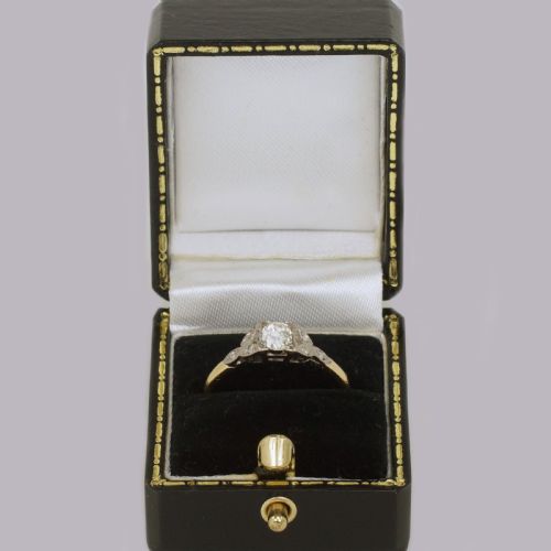 ANTIQUE OLD CUT DIAMOND 18CT GOLD PLAT SOLITAIRE EDWARDIAN ENGAGEMENT RING - ADDITIONAL PHOTO 5