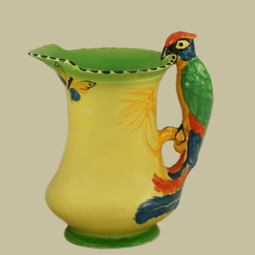Burleigh Ware Parrot Handle Jug Vintage Art Deco Rare Colourway Superb Condition