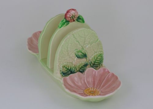 CARLTON WARE WILD ROSE TOAST RACK 1930S AUSTRALIAN MAJOLICA - ADDITIONAL PHOTO 4