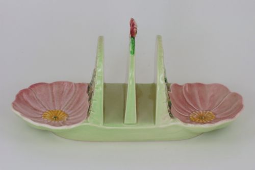 CARLTON WARE WILD ROSE TOAST RACK 1930S AUSTRALIAN MAJOLICA - ADDITIONAL PHOTO 5
