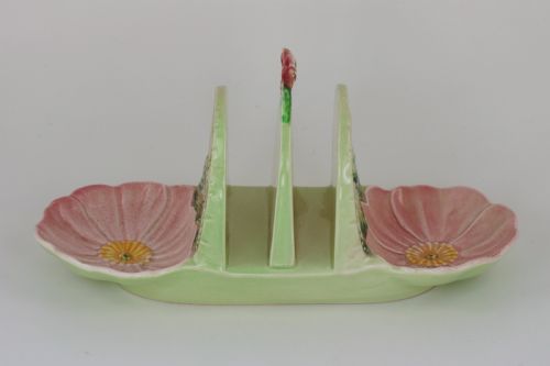 CARLTON WARE WILD ROSE TOAST RACK 1930S AUSTRALIAN MAJOLICA - ADDITIONAL PHOTO 6