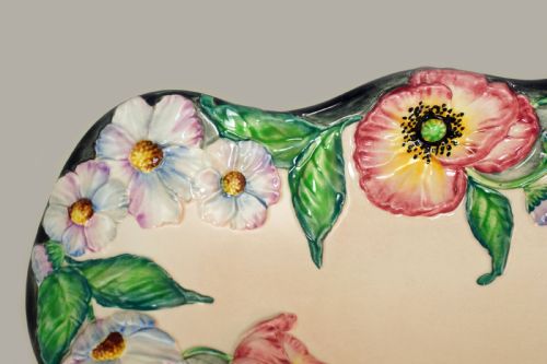 CARLTON WARE LARGE POPPY DAISY SALAD DISH 1940'S AUSTRALIAN BOWL 14 LONG - ADDITIONAL PHOTO 1