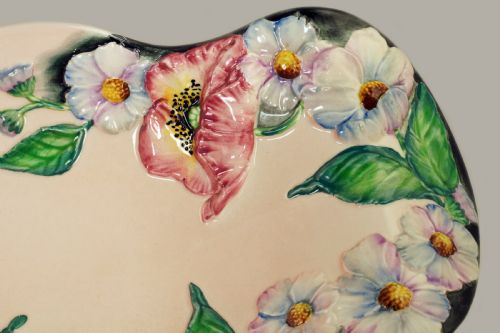 CARLTON WARE LARGE POPPY DAISY SALAD DISH 1940'S AUSTRALIAN BOWL 14 LONG - ADDITIONAL PHOTO 3