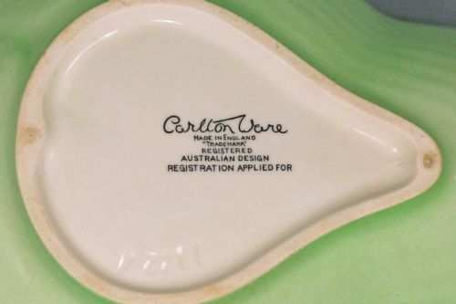 CARLTON WARE BASKET WEAVE PRIMULA BOWL AUSTRALIAN MAJOLICA GREEN BOWL 85 LONG - ADDITIONAL PHOTO 3